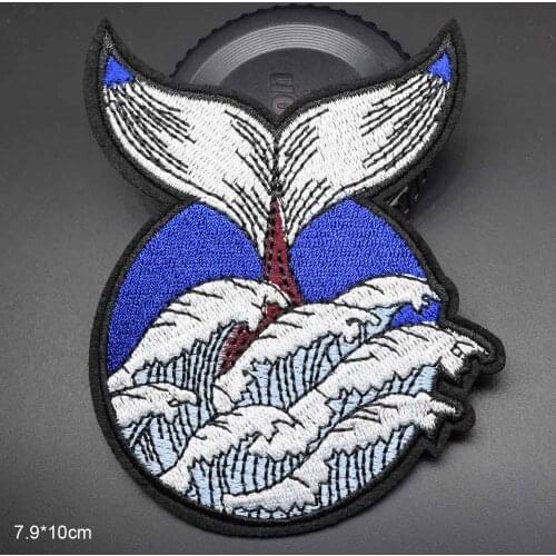 Ocean Theme Lovely Whale Dolphin Iron on Full Embroidered Cloth Patch For Girls Boys Skirt Clothes Apparel Garment Accessories