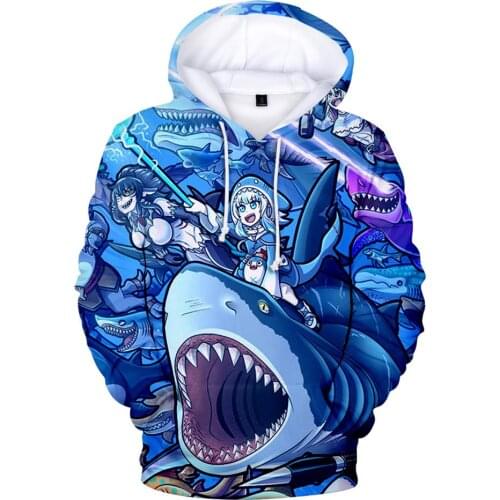 Gawr gura Hoodies Sweashirts 3d print men women harajuku streetwear autumn hoodie pullover clothing oversize sweatshirts hoody