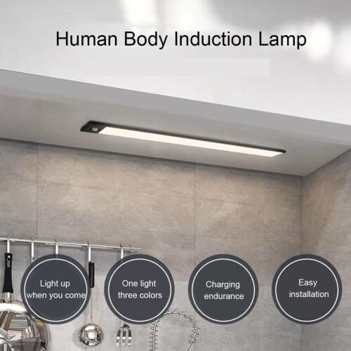 Smart Sensor Light Three-Color Dimming Charging Endurance Human Body Induction Lamp Aisle Cupboard Wardrobe Auto Sensor Light