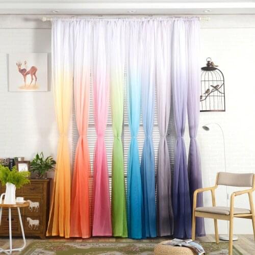 YanYangTian Gradient Color Tulle Curtains for Living Room Tulle in kitchen Home Decoration Furniture