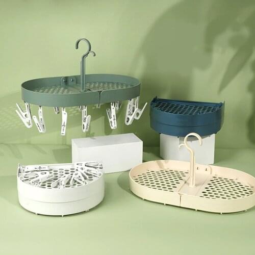 Windproof Clothes Rack Creative Plastic Folding Clothes Rack Household Traceless Drying Socks Clothes Rack