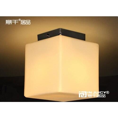 Vintage Cube Sugar Milk Glass Ceiling Lights Lamp Fixtures for Childrens Bedroom Aisle Corridor Hall Bar Cafe Couture Decor