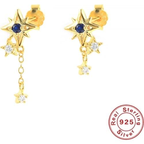 CANNER Stud Earrings 925 Sterling Silver Small Asymmetric Bling Star Zircon Earrings For Girl Women Engagement Gifts pendientes