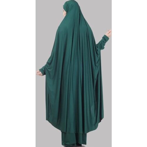 Eid muslim set Two-Piece Prayer Outfit Women Abaya Jilbab Hijab Dress 2 PCS Set Long Khimar Skirt Hajj Islamic Clothes Niqab