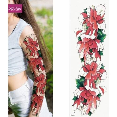1 Piece Temporary Tattoo Sticker with Arm Body Art Big Sleeve Large Fake Tattoo Sticker