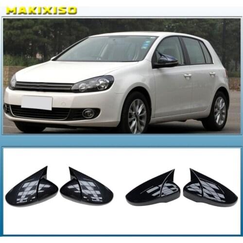 2pcs Car Rear View Mirrors Cover Protector For Golf 6 MK6 R VI 2009-2013 Black 5K0857537 Auto Rearview Mirror Covers Accessories