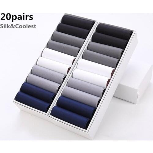 20pairs/Mens Silk Socks High Quality Business Casual Mens Long Socks Summer Thin Transparent Ultra-Thin Mens Socks Wholesale