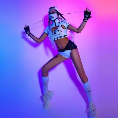 2021 White Sexy Outfits For Women Nightclub Bar Dj Ds Costumes Rave Clothes Jazz Hip Hop Street Dance Pole Dance Clothes DQS7066