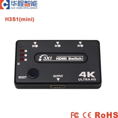 4K HDMI Switch 3 Ports l 3x1 HDMI Switcher 3 In 1 Out Splitter Supports Ultra HD 4K 1080P 3D HDR HDCP For PS4 Xbox HDTV H3S1-S