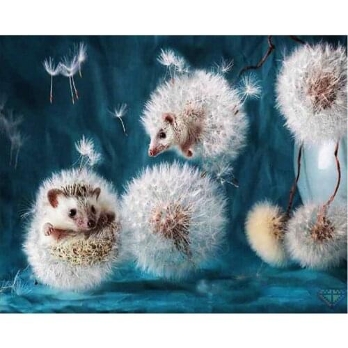 5D DIY Diamond Painting 100% Full Square/Round Drill "Hedgehog dandelion" Diamond Embroidery Cross Stitch 3D Decor A23587