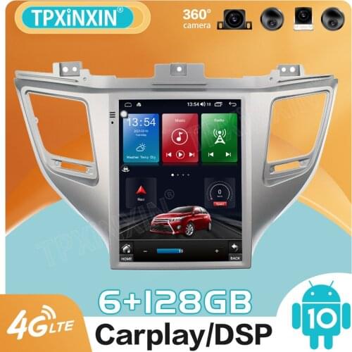 128GB Android 10.0 Tesla Style for Hyundai Tucson 2016 2017 2018 Carplay GPS Car Navigation Multimedia Video Player Stereo Radio