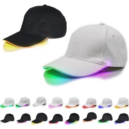 2019 Fashion LED Lighted Up Hat Men Women Dance Baseball Caps Luminous Club Night Party Hip-Hop Adjustable Sports Solid Novelty