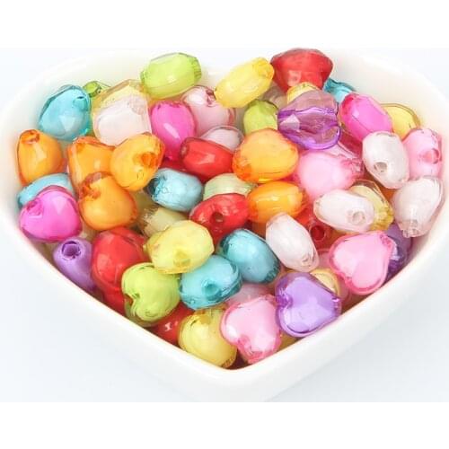 50Pcs Acrylic Mix Colors Transparent Heart Loose Spacer Beads for Jewelry Making For Needlework Beads DIY Necklaces 8-20 MM