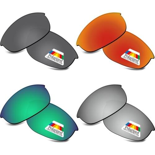 Bwake 4 Pairs Black & Silver & Green & Fire Red Polarized Replacement Lenses for-Oakley Half Jacket 2.0 OO9144 Sunglasses Frame