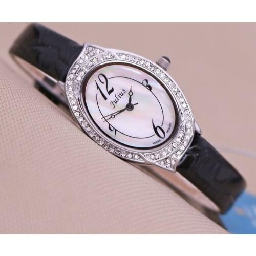 Retro Womens Watch Japan Quartz Hours Fine Fashion Dress Bracelet Real Leather Clock Luxury Shell Girl Birthday Gift Julius