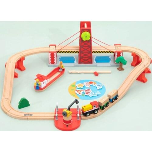 Wooden Train Track Car Set Train Toys Locomotive Childrens Educational Toys Take-n-play Interaction Toys for Kids Birthday Gift