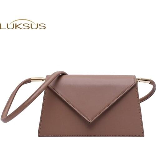 LUKSUS Lady Designer Irregular Crossbody Bag for Women Soft Leather Brown Black Red Khaki Elegant Messenger Bag sac femme bolsos