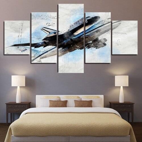 HD Printed Canvas Painting for Living Room Wall Art 5 Pieces Canvas Art Water Colorful Sky Blue Fly Art Unframed