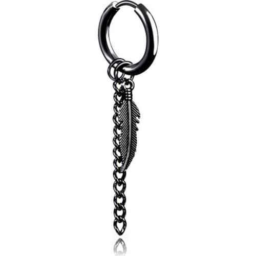 Hipster Grunge Style Punk Dagger Earrings 1Pc Mens Tassel Chain Black White K Earring Guys Jewellery Accessory