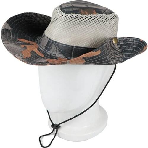 Leaf Camouflage Breathable Mesh Fishing Hat Outdoor Hiking Camping Travel Sunshade Hat UV Protection Sun Cap for Men Women