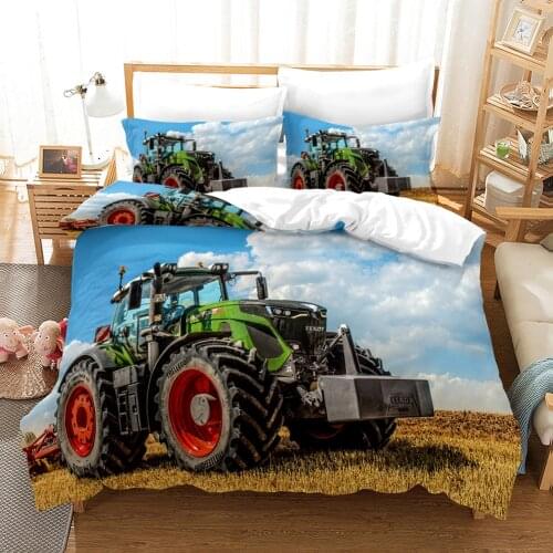 2/3 Pcs Truck Outdoor Bedding Set 3D Print Large Machine Tractor Duvet Cover Festival Boys Gift Bed Quilt Cover Pillowcases