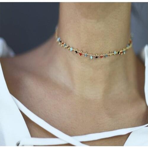 COWBREAD Fashionable Women Necklace Bohemian Bone Chain Choker Simple Short Clavicle Chain Pendant Necklace Jewelry Gift