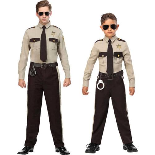 Halloween stage show performance adult male american sheriff police patrol plainclothes cosplay costume
