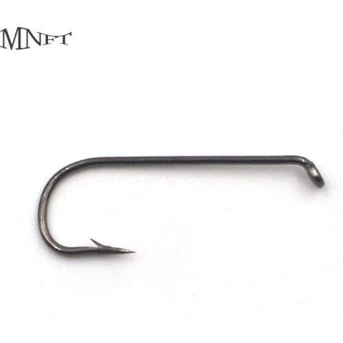 MNFT 50PCS Wet Fly Tying Hooks Nymph Fly Fishing Hook Black Nickel Plated Size #4 2X Long