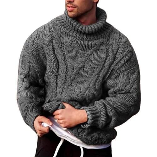 2021 Autumn New Men Sweaters Twist Braid Knit Sweater Turtle Neck Long Sleeve Sweater Pullover Winter Mens Clothing