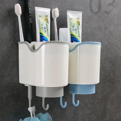 Plastic Toothbrush Holder with Gargle Cup Wall Suction Cups Rack Shaver Tooth Brush Dispenser Bathroom Accessories Set