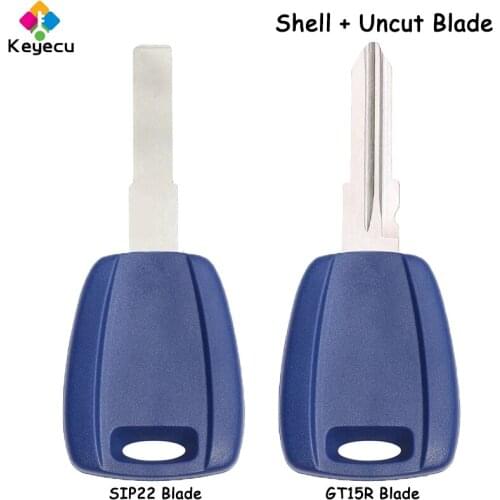 KEYECU Uncut New Transponder Ignition Key Shell Case With SIP22/ GT15 Blade - FOB for Fiat 500 Ducato Bravo Multipla Punto Stilo