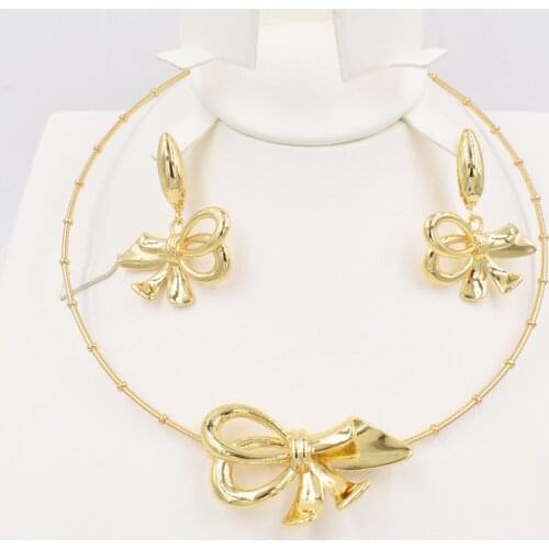 3 tones set New High Quality Italy 750 Jewelry Sets Fashion Parure Bijoux Femme Dubai Arican Earrings Necklace China Choker