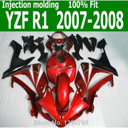 Abs Fairings For YAMAHA YZF R1 07 2007 08 ( Red ) free shipping Injection fairing kit CQ49