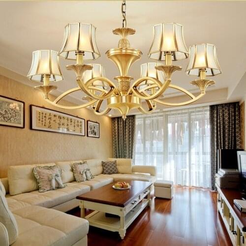 Full copper chandelier living room restaurant decoration chandelier light bedroom lamp modern led chandelier vintage chandeliers