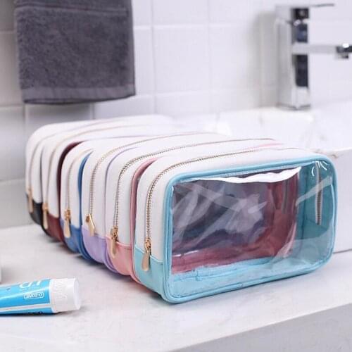 Transparent Travel Cosmetic Bag Makeup Case Zipper Clear Make Up Bag Functional Organizer Storage Pouch Toiletry Wash