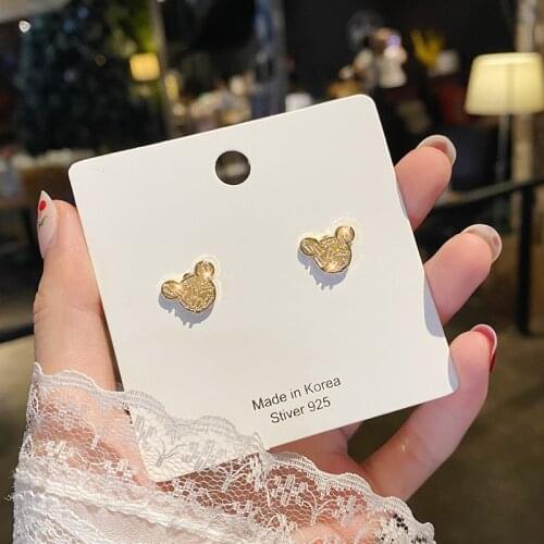 Mickey Stud Earrings Hollow-out Design Jewelry For Girls Charm Valentine Accessories Wholesale 2020 Trendy Cute Mouse Ear Stud