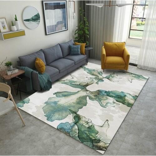 Modern Brief Carpets Green Leaf Printed Area Rugs Bedroom Study Entrance Carpet Non-slip Washable Rug Drop Shipping tapis salon