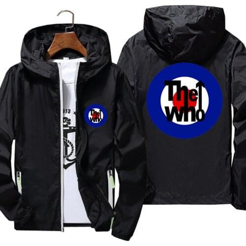 The Who Target Rock Music Jacket Men Windbreaker Pilot Coat Mens Reflective Zipper Hooded Sunscreen Bomber Jackets Jacket 6XL