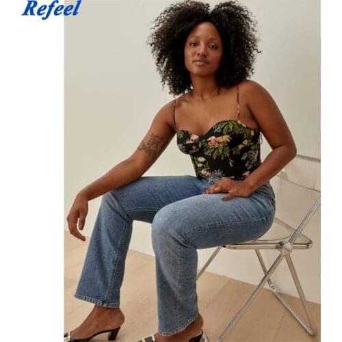 France Women Top Chic Floral Print Camis Harajuku Sexy Backless Elastic Women Vintage Mujer Tank Top