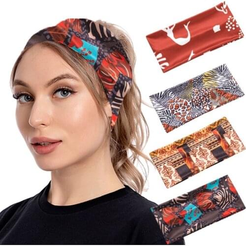 Unisex Printed Headband Leopard Ladies Sports Yoga Stretch Ladies Headband Fashion Retro Style Hair Accessories