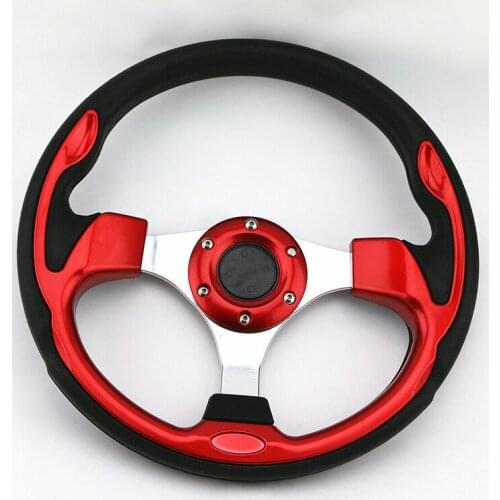 Auto Parts UNIVERSAL 320MM JDM 6 BOLT RED ALUMINUM RACING STEERING WHEEL & HORN BUTTON
