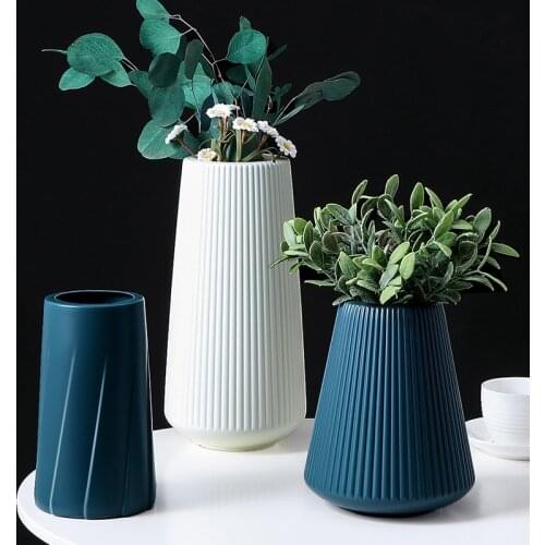 Hot Sale Vases for Decoration Home Plastic Vase White/Blue Flower Basket Arrangement Living Room Modern Style Simple Artistical