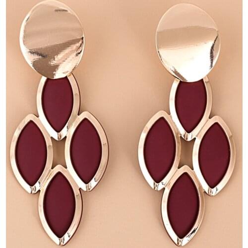 Unique Design Black Yellow Burgundy Enamel Leaf Earrings for Women Female Gold Color Metal Leaves Drop Earrings Oorbellen 2020