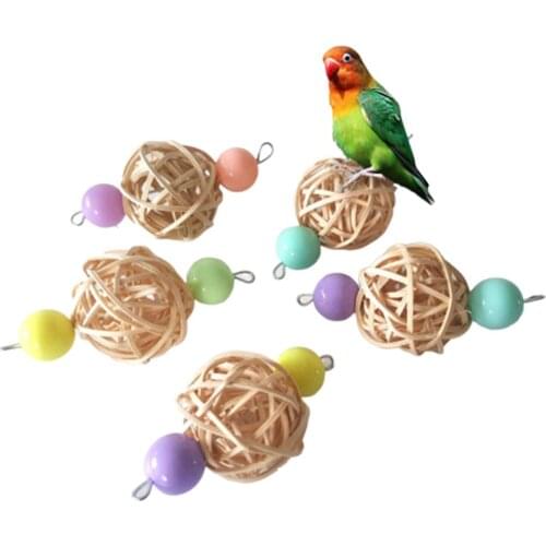 Pet Bird Parrot Bite Chew Toy Cockatiel Parakeet Cage Hanging Cane Rattan Ball Bird Cage Accessories Bird Supplies
