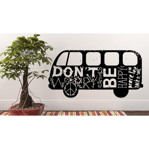 Peace Sign Dove Bird Hippie Bus Wall Vinyl Sticker Wall Decals Mural Living Room Design Decor Art Wallpaper Creative Home LC091