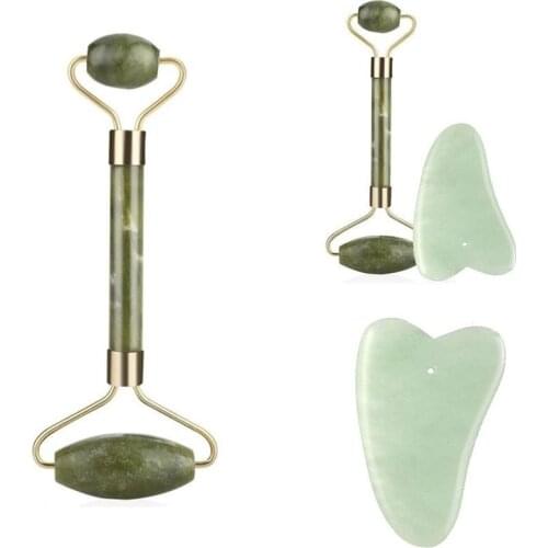 1pcs Portable Double Head Facial Slim Massage Roller Jade Massage Face Slimming Body Neck Nature New