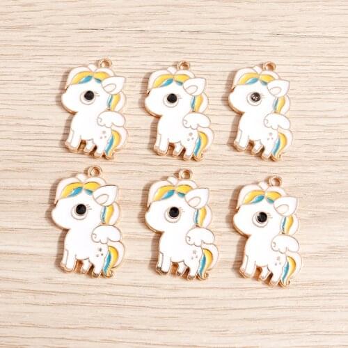 10pcs 18*28mm Cartoon Enamel Horse Charms for Jewelry Making Alloy Animal Charms Pendants Necklaces Earrings DIY Craft Accessory