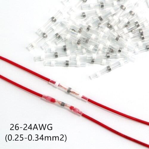 100/500/1000PCS Waterproof Solder Seal Sleeve Splice Terminals Heat Shrink Electrical Wire Butt Connectors AGW26-24 Kit