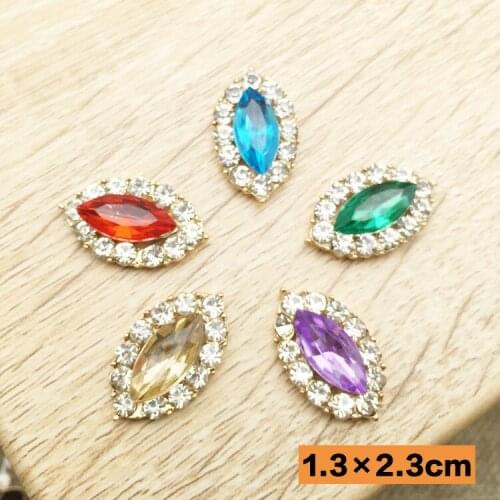 13X23MM DIY Oval gold plating Rhinestone Alloy Buttons Flatback Embellishment button DIY accessories