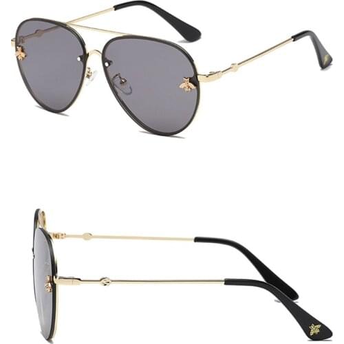 2020 new fashion ladies sunglasses UV400 oval metal alloy frame bee men sunglasses retro brand gradient sports driving glasses